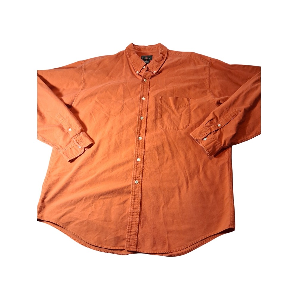 J.Crew Oarsman Mens XL Orange 100% Cotton Long Sleeve Button Down Shirt Pocket